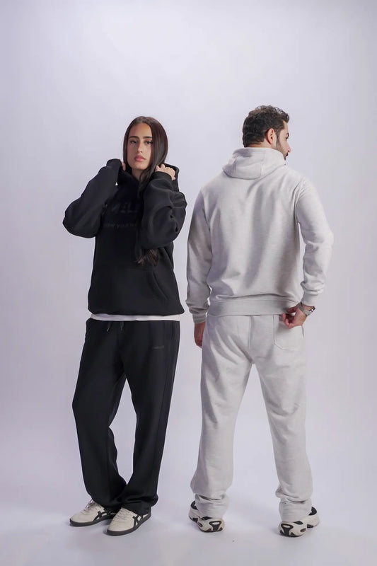 Black & Gray wide leg sweatpants