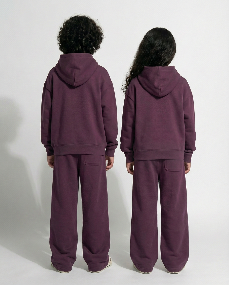 3-Piece Kids Outfit Set – Hoodie, Shorts & Sweatpants burgundy