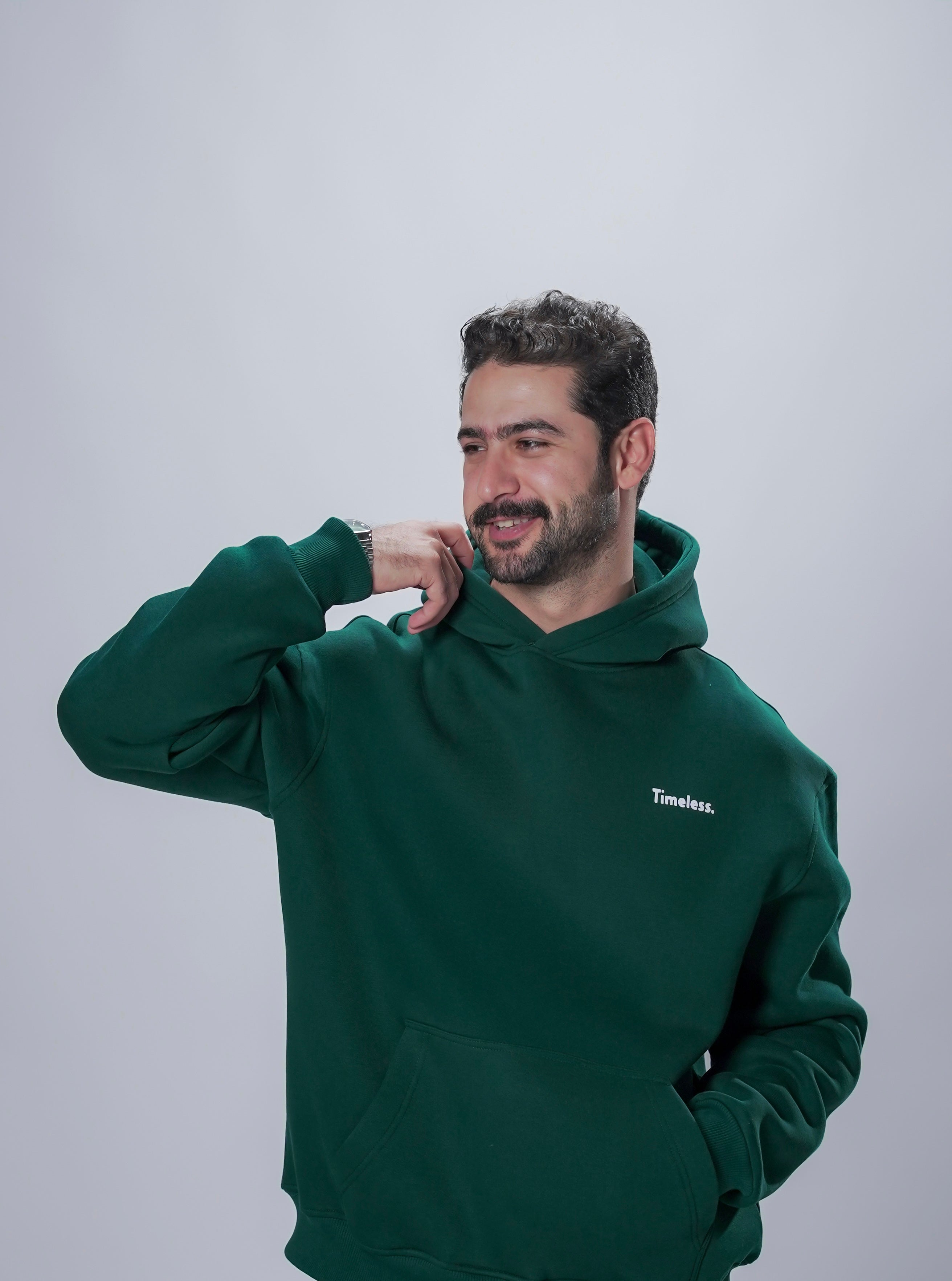 هودي كبير الحجم أخضر داكن