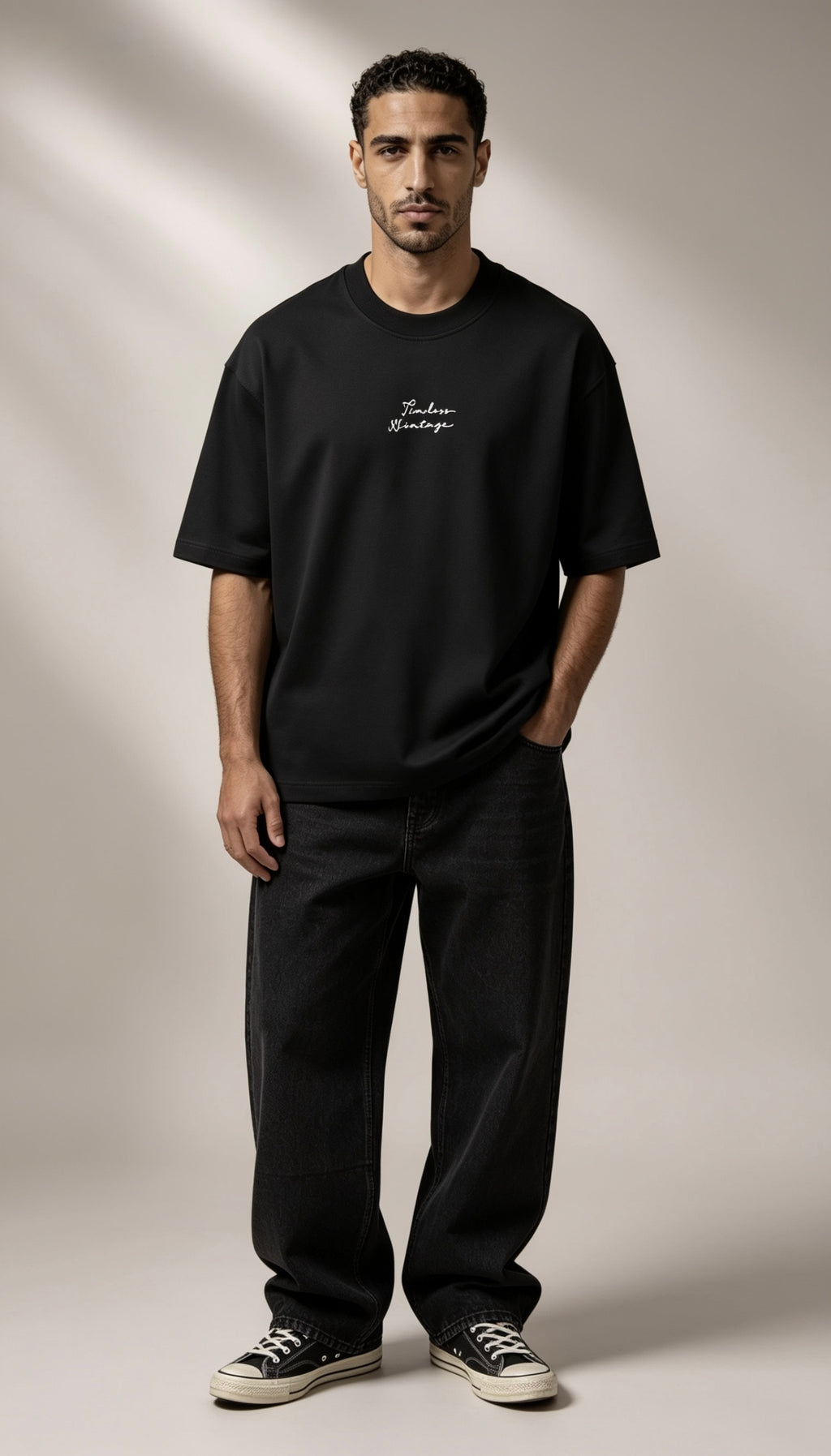 The Signature Relaxed Boxy fit Tee in Black